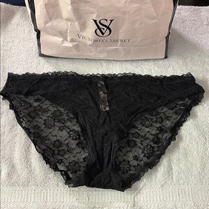 Victoria's Secret Floral Lace Black Panty